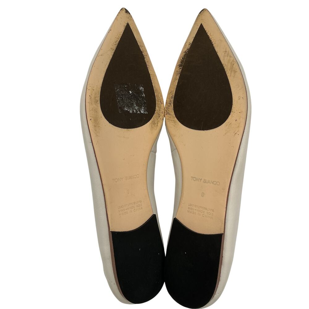 Tony Bianco Pointed Toe Leather Flats in Light Beige - Picture 6 of 6